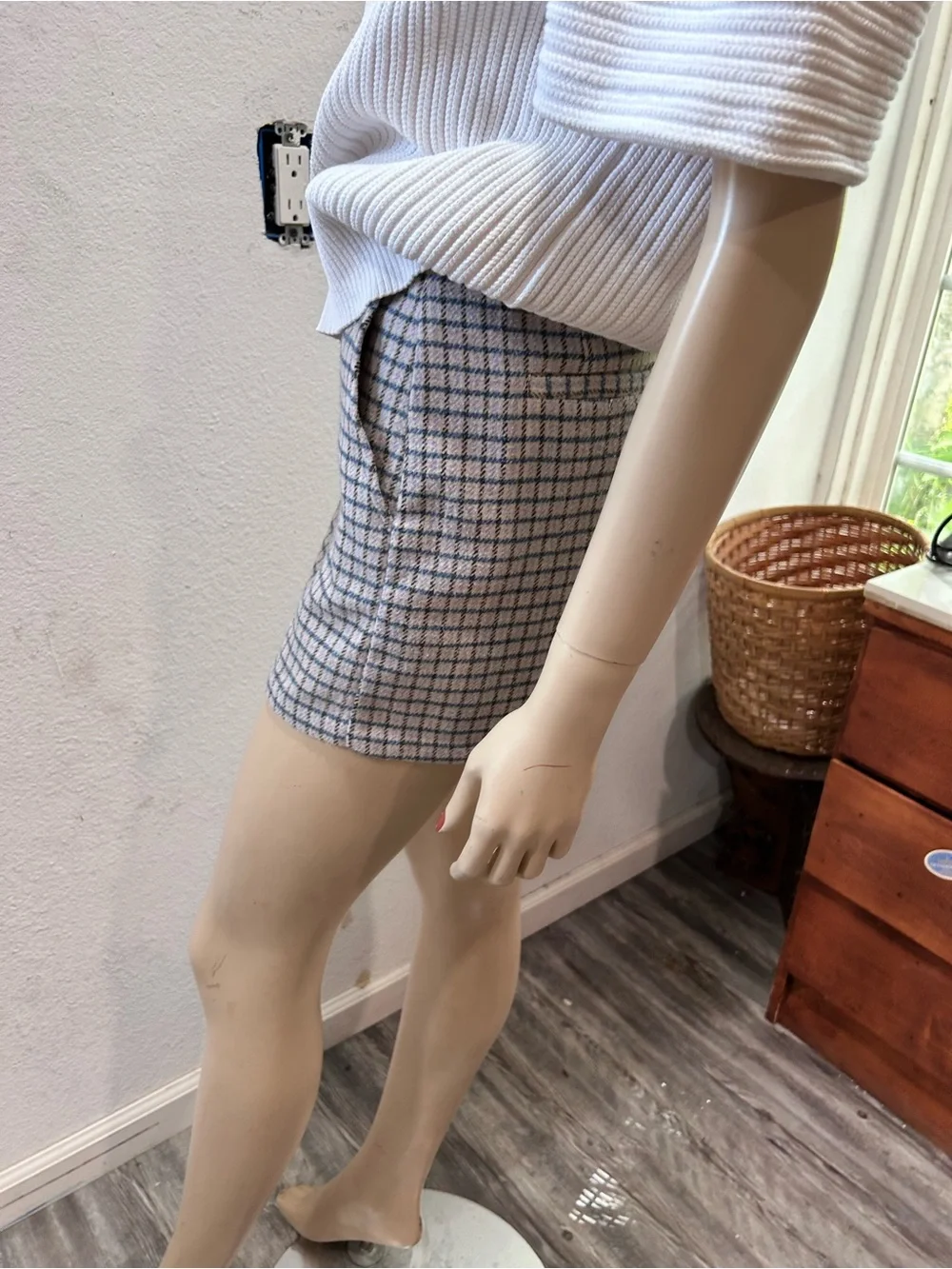 Rails Blue and Cream Checked Mini Skirt - Picture 2 of 16